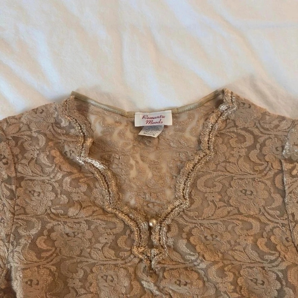 Romantic Moods Gold Y2K lace top - Picture 3 of 4
